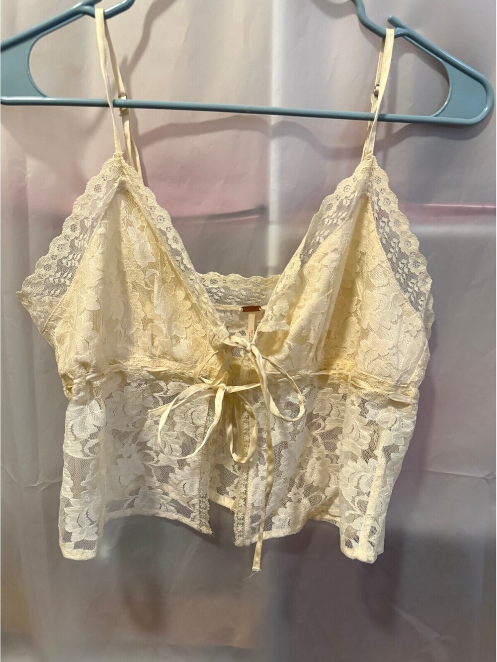 Free People Ivory Lace Crop Camisole Top S